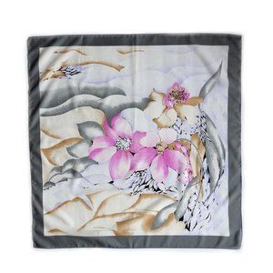 Polyester Head Scarf Pink Flowers Dunes